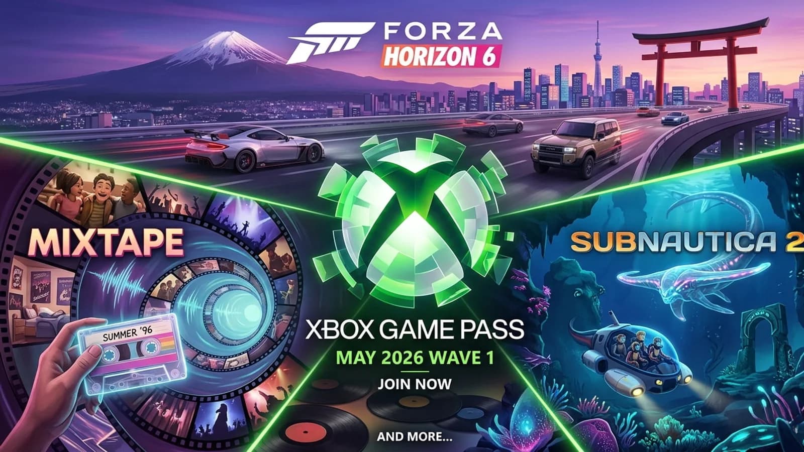 Xbox Game Pass May 2026 Wave 1 Adds Forza Horizon 6, Mixtape, and Subnautica 2